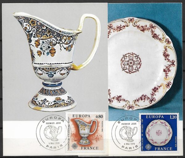 EUROPA PORCELANA  FRANCJA MI.1961-1962 NA KARTACH MAXIMUM