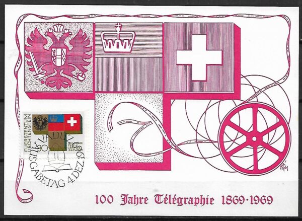 TELEGRAF LIECHTENSTEIN MI.517 NA KARCIE MAXIMUM