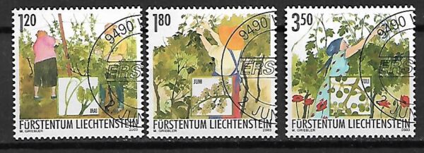 WINIARSTWO LIECHTENSTEIN MI.1316-1318 KASOWANY