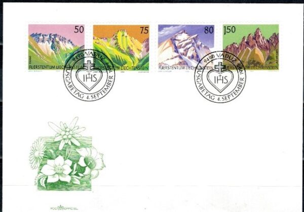 FDC GÓRY LIECHTENSTEIN MI.974-977