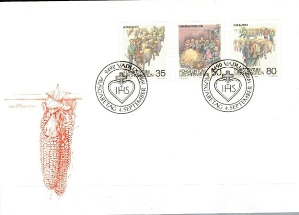 FDC ROLNICTWO LIECHTENSTEIN MI.971-973