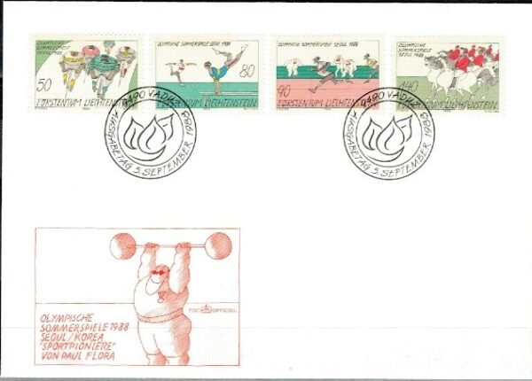 FDC OLIMPIADA LETNIA LIECHTENSTEIN MI.947-950