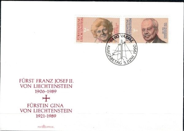 FDC SŁAWNI LUDZIE LIECHTENSTEIN MI.988-989