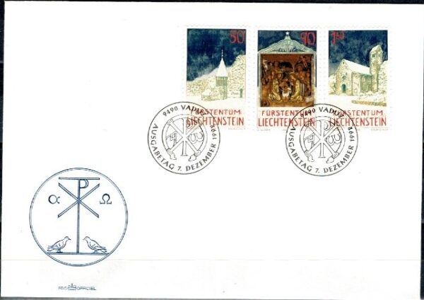 FDC BOŻE NARODZENIE LIECHTENSTEIN MI.1050-1052