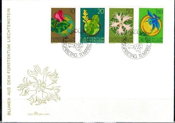 FDC KWIATY LIECHTENSTEIN MI.539-542