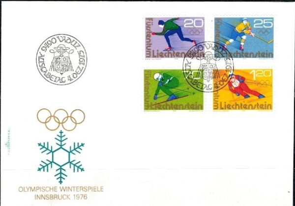 FDC OLIMPIADA ZIMOWA LIECHTENSTEIN MI.635-638