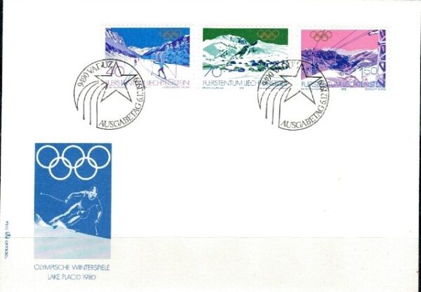 FDC OLIMPIADA ZIMOWA LIECHTENSTEIN MI.735-737