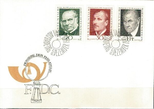 FDC SŁAWNI LUDZIE LIECHTENSTEIN MI.503-505