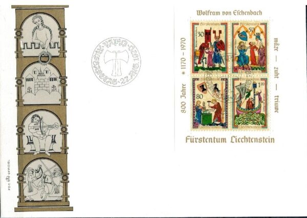 FDC ROCZNICA LIECHTENSTEIN MI.BL.8