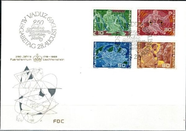 FDC ROCZNICA LIECHTENSTEIN MI.508-511