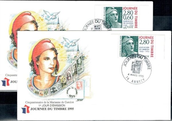 FDC DZIEŃ ZNACZKA FRANCJA MI.3076-3077